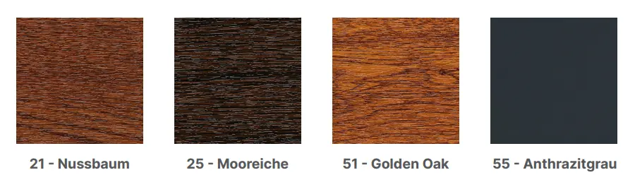 Selecție de finisaje Salamander Nussbaum, Mooreiche, Golden Oak și Anthrazitgrau