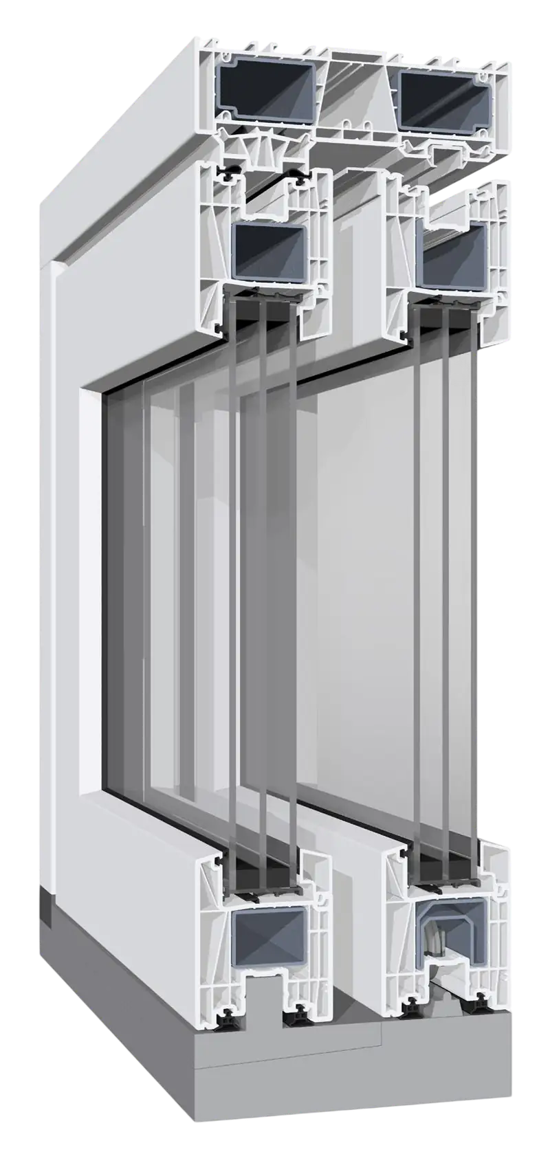 Secțiune profil PVC Salamander EvolutionDrive HST pentru sistem culisant Lift & Slide