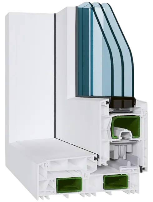 Secțiune profil PVC Salamander EvolutionDrive Plus pentru sistem culisant paralel