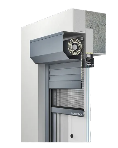 Secțiune tehnică de rulou exterior din aluminiu cu plasă anti-insecte integrată